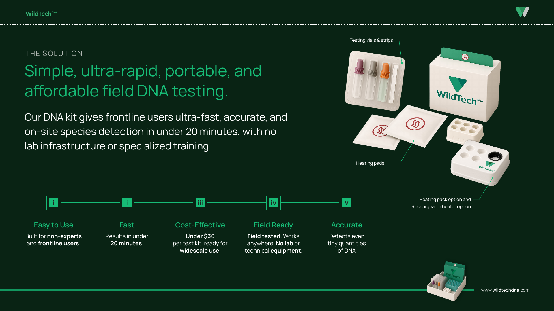 WildTech DNA portable field testing solution slide